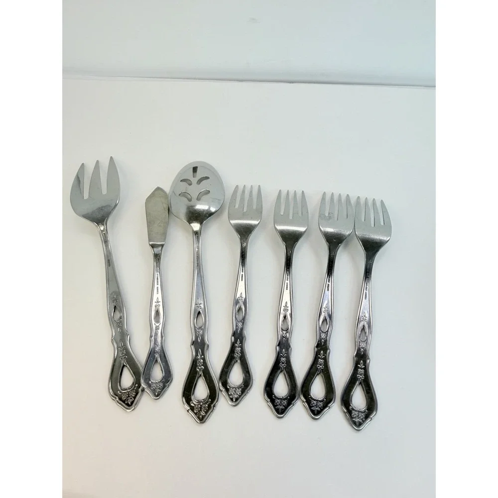Stanley Roberts Autumn Ballad Stainless Lot 7 Serving & Salad Forks Crafting